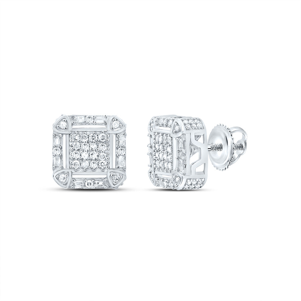 Sterling Silver 3/8 CTW-Natural Diamond Gift Stud Earring 3.08 Gram
