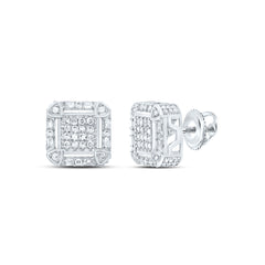 Sterling Silver 3/8 CTW-Natural Diamond Gift Stud Earring 3.08 Gram
