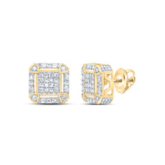 Yellow-Tone Sterling 3/8 CTW-Natural Diamond Gift Stud Earring 3.13 Gram