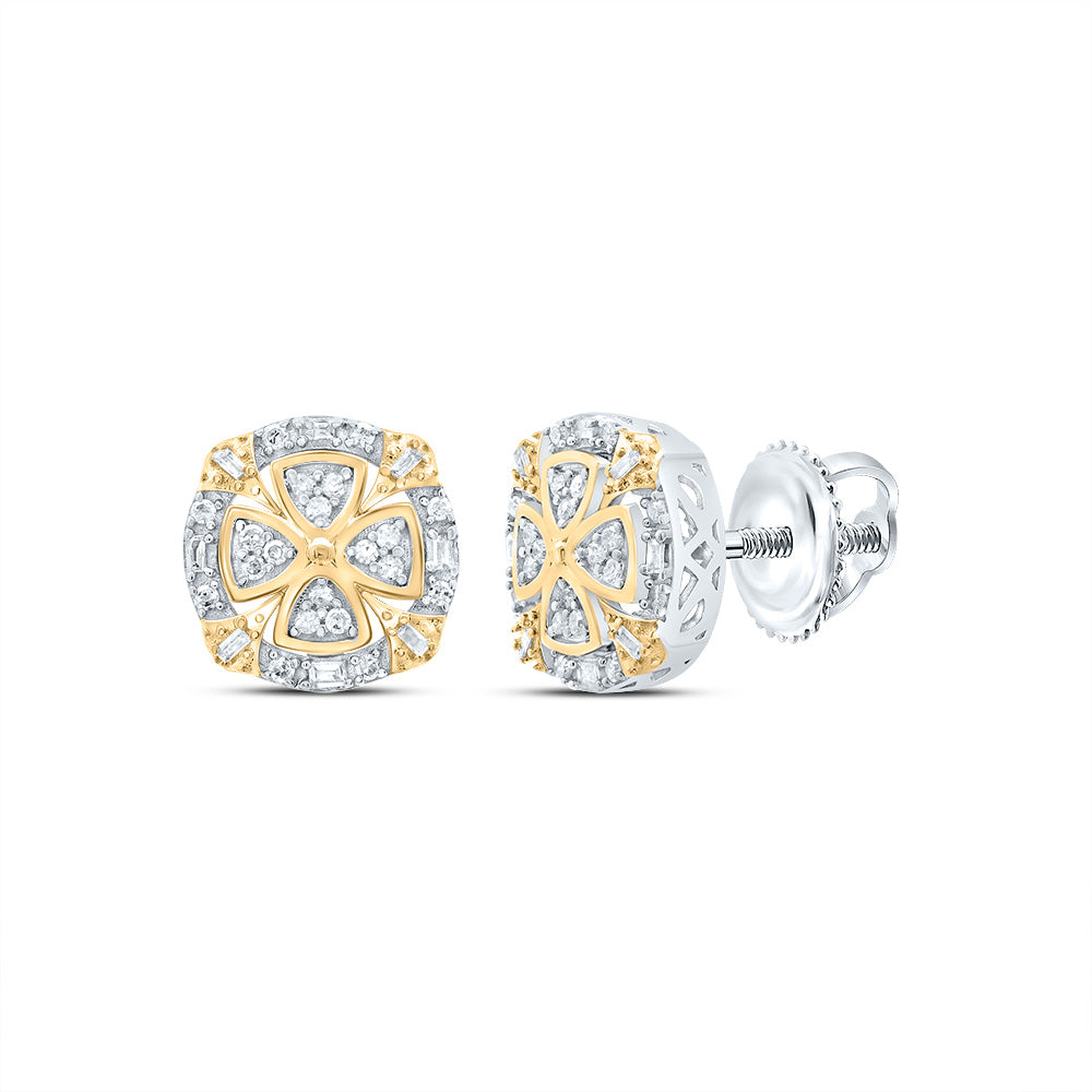 Sterling Silver 1/4 CTW-Natural Diamond Gift Cushion Stud Earring 3.21 Gram