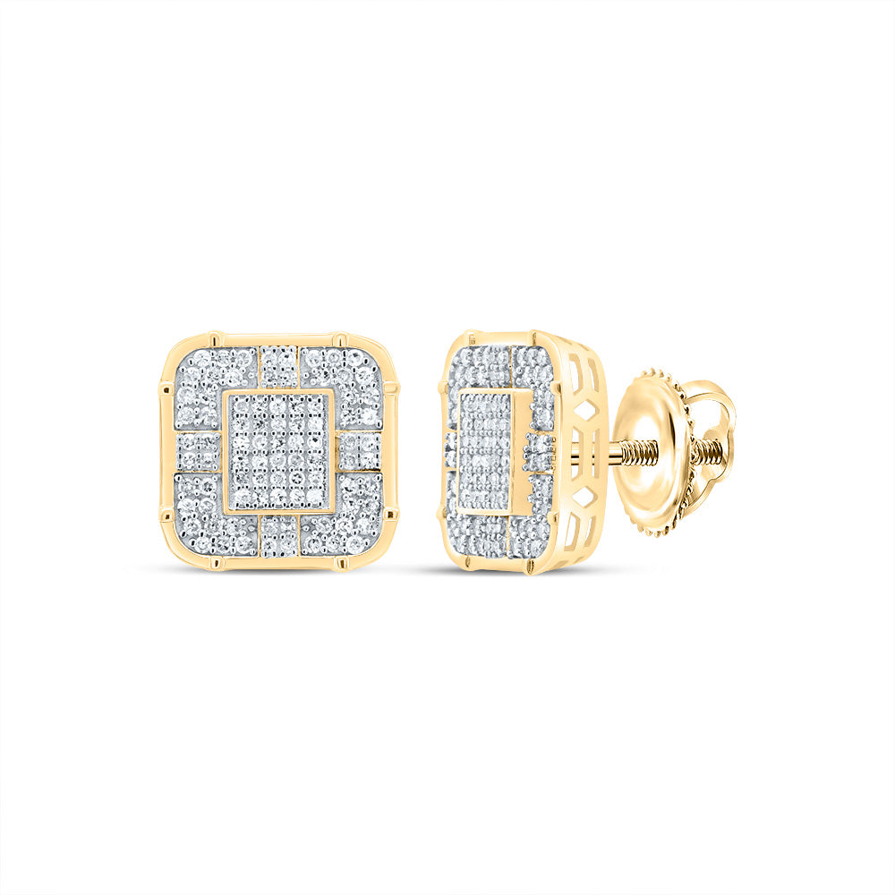 Yellow-Tone Sterling 1/2 CTW-Natural Diamond Gift Cushion Stud Earring 3.88 Gram