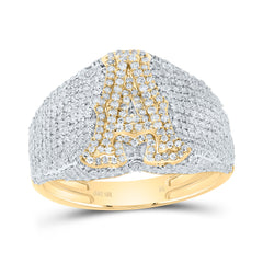 10K Yellow Gold 1 5/8 CTW-Natural Diamond Initial "A" Men'S Ring 5.09 Gram