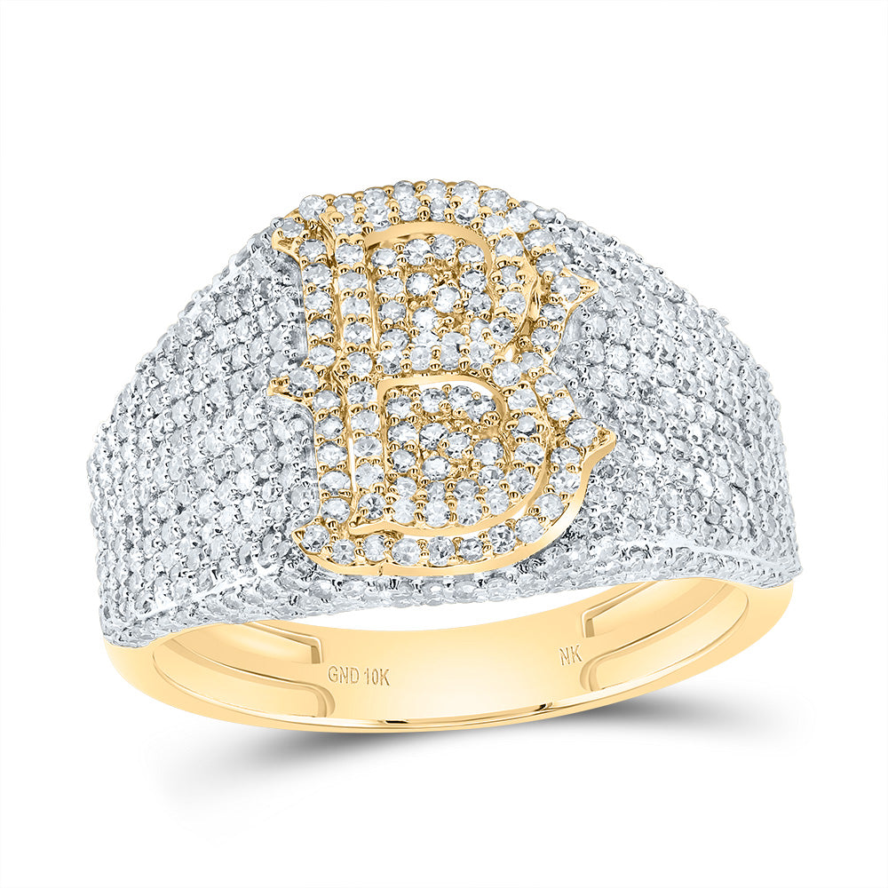 10K Yellow Gold 1 3/4 CTW-Natural Diamond Initial "B" Men'S Ring 4.97 Gram