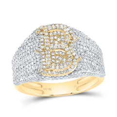 10K Yellow Gold 1 3/4 CTW-Natural Diamond Initial "B" Men'S Ring 4.97 Gram
