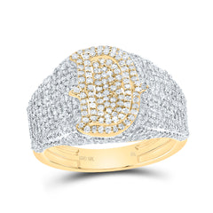 10K Yellow Gold 1 5/8 CTW-Natural Diamond Initial "D" Men'S Ring 5.13 Gram