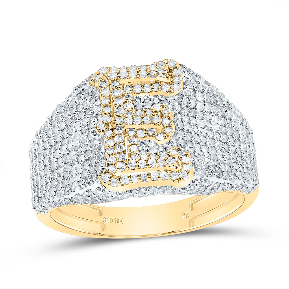 10K Yellow Gold 1 5/8 CTW-Natural Diamond Initial "E" Men'S Ring 5.48 Gram