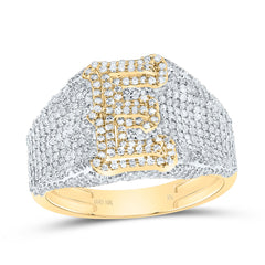 10K Yellow Gold 1 5/8 CTW-Natural Diamond Initial "E" Men'S Ring 5.48 Gram