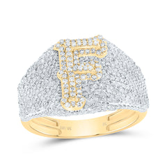 10K Yellow Gold 1 5/8 CTW-Natural Diamond Initial "F" Men'S Ring 5.13 Gram