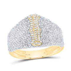 10K Yellow Gold 1 5/8 CTW-Natural Diamond Initial "I" Men'S Ring 4.11 Gram