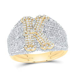 10K Yellow Gold 1 7/8 CTW-Natural Diamond Initial "K" Men'S Ring 5.25 Gram