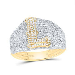 10K Yellow Gold 1 3/4 CTW-Natural Diamond Initial "L" Men'S Ring 4.87 Gram