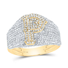 10K Yellow Gold 1 1/2 CTW-Natural Diamond Initial "P" Men'S Ring 5.10 Gram