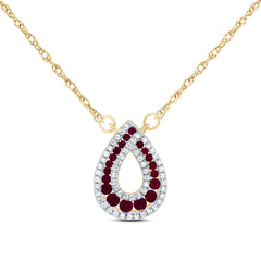 14K Yellow Gold 1/6 CTW-Natural Diamond 1/3 CTW-Rd-Ru Nat-Gem Pear Necklace(18Inch ) 1.45 Gram