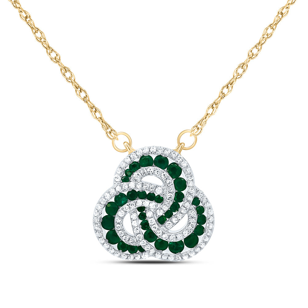 14K Yellow Gold 1/3 CTW-Natural Diamond 5/8 CTW-Rd-Em Nat-Gem Fashion Necklace(18Inch ) 2.75 Gram