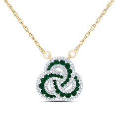 14K Yellow Gold 1/3 CTW-Natural Diamond 5/8 CTW-Rd-Em Nat-Gem Fashion Necklace(18Inch ) 2.75 Gram