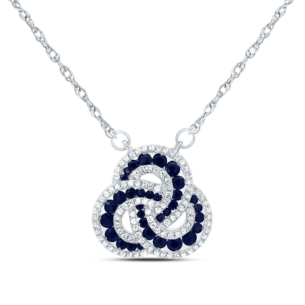 14K White Gold 1/3 CTW-Natural Diamond 3/4 CTW-Rd-Bs Nat-Gem Fashion Necklace(18Inch ) 2.76 Gram