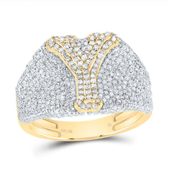 10K Yellow Gold 1 7/8 CTW-Natural Diamond Initial "Y" Men'S Ring 5.23 Gram