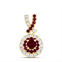14K Yellow Gold 1/8 CTW-Natural Diamond 1/4 CTW-Rd-Ru, Natural Gemstone Round Pendant 0.68 Gram