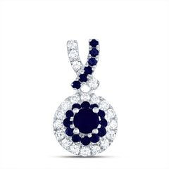 14K White Gold 1/8 CTW-Natural Diamond 1/4 CTW-Rd-Bs, Natural Gemstone Round Pendant 0.7 Gram