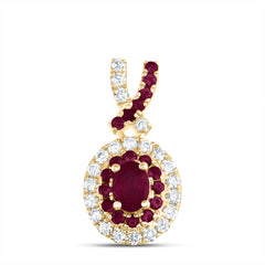 14K Yellow Gold 1/8 CTW-Natural Diamond 1/10 CTW-Rd-Ru, 4X3MM-Ov-Ru, Natural Gemstone Oval Pendant 0.71 Gram