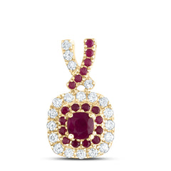 14K Yellow Gold 1/8 CTW-Natural Diamond 1/12 CTW-Rd-Ru, 3MM-Cu-Ru, Natural Gemstone Cushion Pendant 0.67 Gram