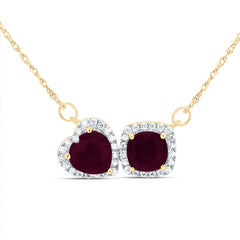 14K Yellow Gold 1/5 CTW-Natural Diamond 6MM Cu-Ru, 6.5MM Ht-Ru Nat-Gem Necklace(18Inch ) 1.272 Gram