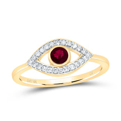 10K Yellow Gold 1/8 CTW-Natural Diamond 3.8MM-Rd-Ru, Nat-Gem Evil Eye Ring 2.03 Gram