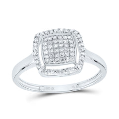 10K White Gold 1/4 CTW-Natural Diamond Fashion Cushion Ring 1.7 Gram