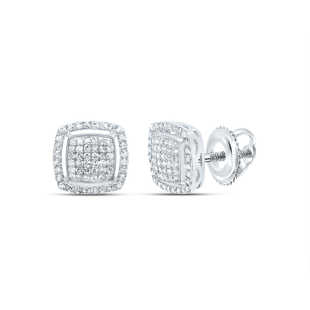 10K White Gold 1/2 CTW-Natural Diamond Fashion Cushion Earring 2.28 Gram