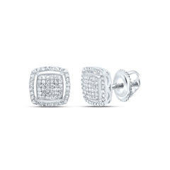 10K White Gold 1/2 CTW-Natural Diamond Fashion Cushion Earring 2.28 Gram