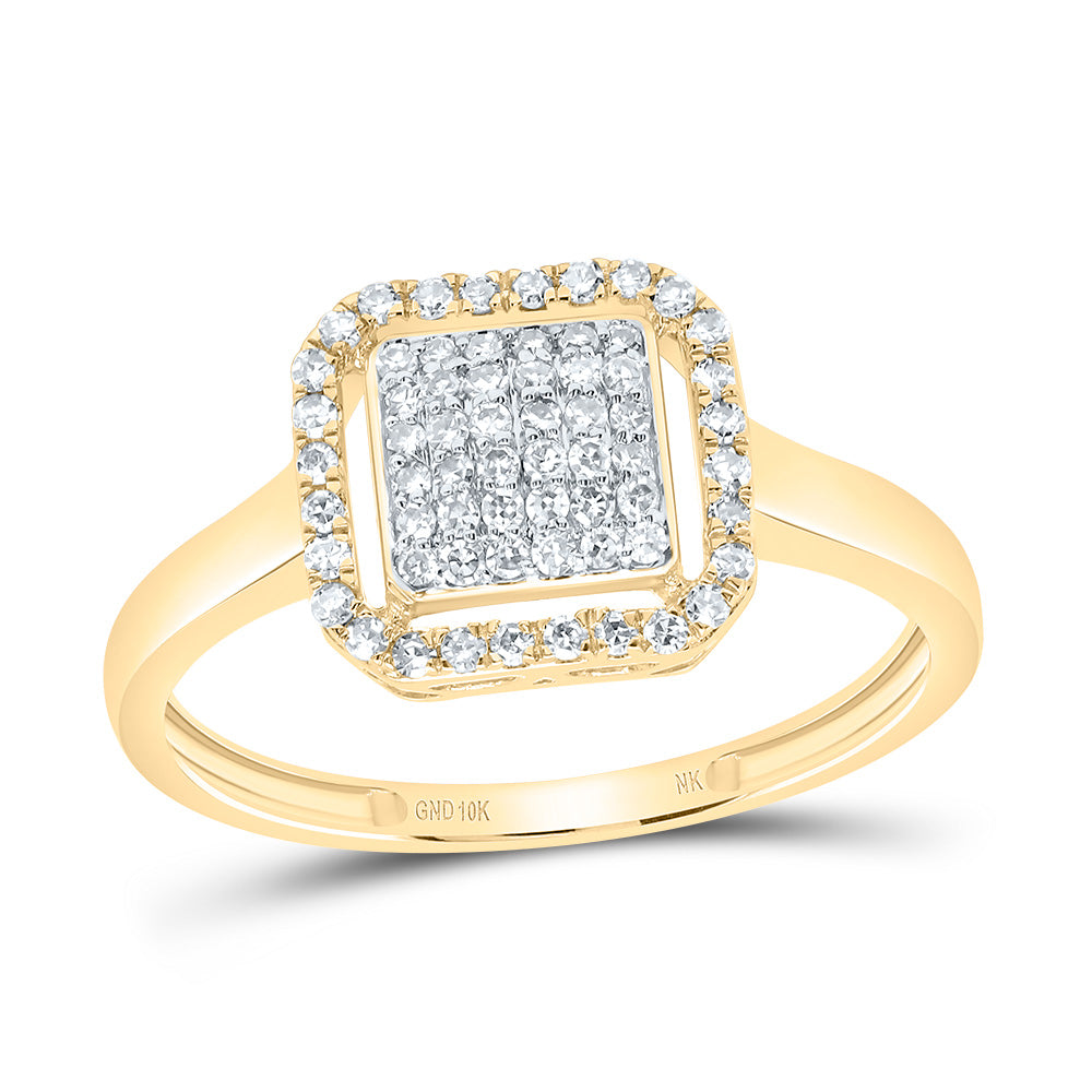 10K Yellow Gold 1/4 CTW-Natural Diamond Fashion Cushion Ring 1.48 Gram
