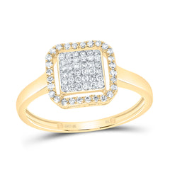 10K Yellow Gold 1/4 CTW-Natural Diamond Fashion Cushion Ring 1.48 Gram