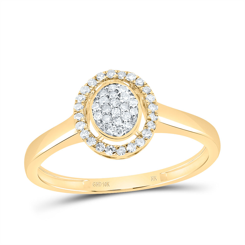 10K Yellow Gold 1/6 CTW-Natural Diamond Fashion Oval Ring 1.35 Gram