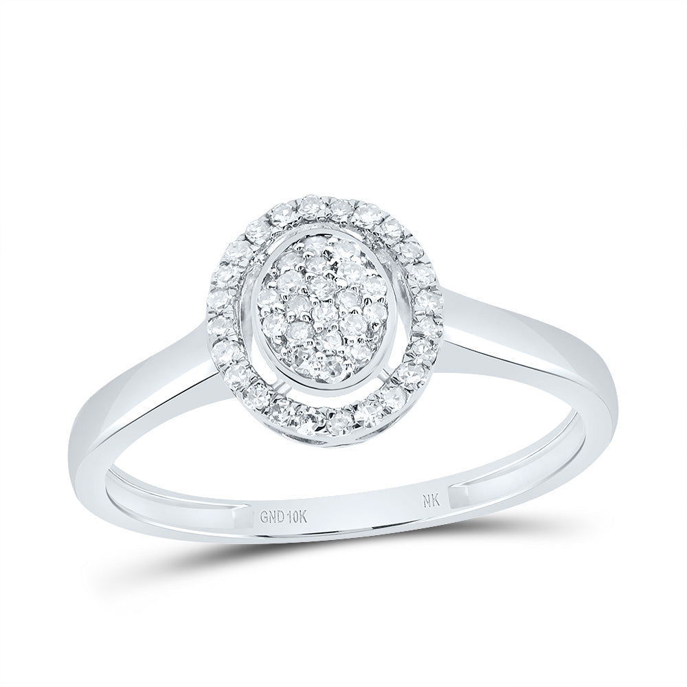 10K White Gold 1/6 CTW-Natural Diamond Fashion Oval Ring 1.47 Gram