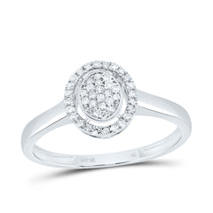 10K White Gold 1/6 CTW-Natural Diamond Fashion Oval Ring 1.47 Gram
