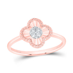 10K Rose Gold 1/10 CTW-Natural Diamond Fashion Clover Ladies Ring 2.04 Gram