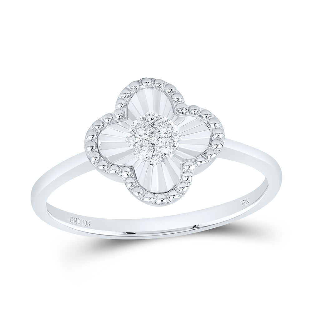 10k Gold 1/10 CTW-Natural Diamond Fashion Clover Ladies Ring Gram