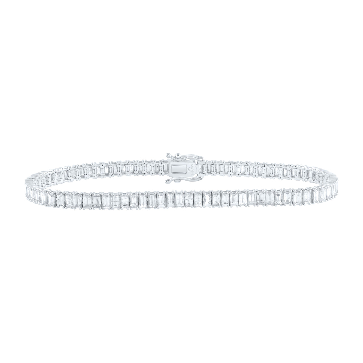 14K White Gold 6 5/8 CTW-Natural Diamond Elite Fashion Baguette Tennis Bracelet (7 Inch ) 8.25 Gram