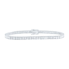 14K White Gold 6 5/8 CTW-Natural Diamond Elite Fashion Baguette Tennis Bracelet (7 Inch ) 8.25 Gram