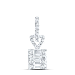 14K White Gold 3/8 CTW-Natural Diamond Fashion Emerald Pendant 0.83 Gram