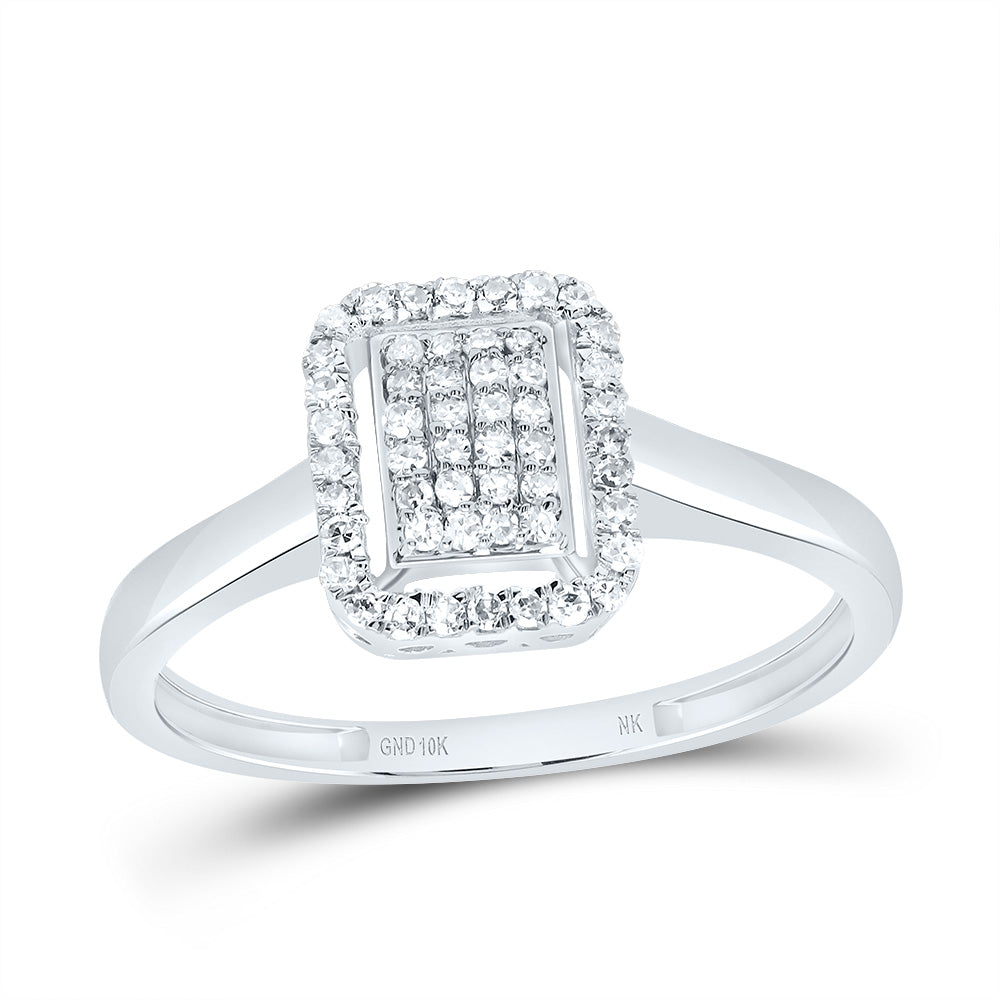 10K White Gold 1/5 CTW-Natural Diamond Fashion Emerald Ring 1.65 Gram