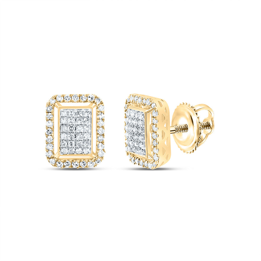 10K Yellow Gold 3/8 CTW-Natural Diamond Fashion Emerald Stud Earring 1.97 Gram