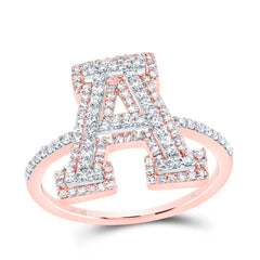 10K Rose Gold 1/2 CTW-Natural Diamond Fashion Initial "A" Ladies Ring 2.76 Gram