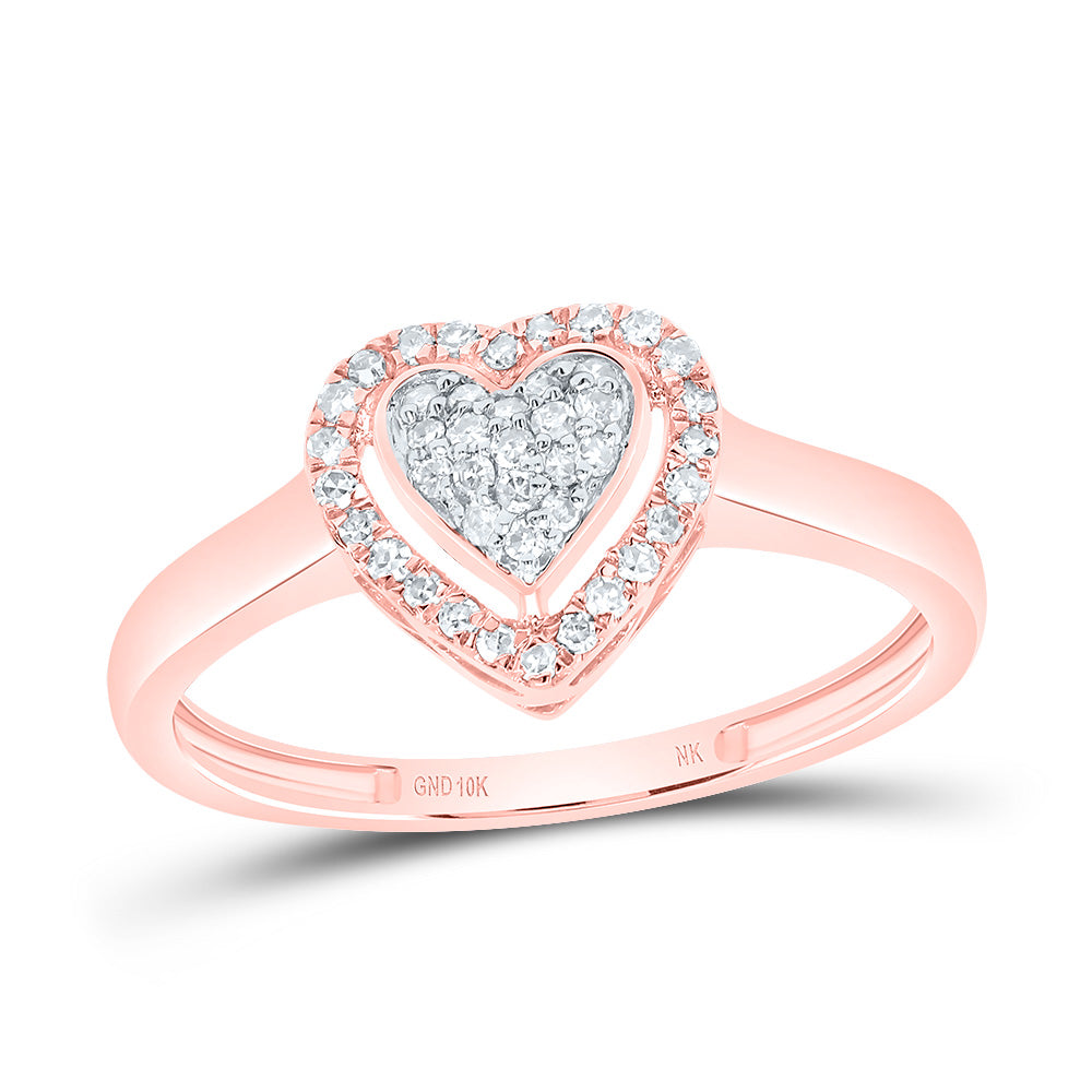 10K Rose Gold 1/6 CTW-Natural Diamond Fashion Heart Ring 1.39 Gram