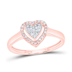 10K Rose Gold 1/6 CTW-Natural Diamond Fashion Heart Ring 1.39 Gram