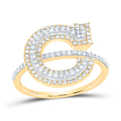 10K Yellow Gold 1/2 CTW-Natural Diamond Fashion Initial "C" Ladies Ring 2.56 Gram
