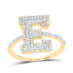 10K Yellow Gold 1/2 CTW-Natural Diamond Fashion Initial "E" Ladies Ring 2.28 Gram