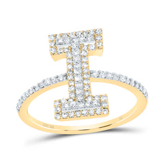 10K Yellow Gold 3/8 CTW-Natural Diamond Fashion Initial "I" Ladies Ring 1.83 Gram
