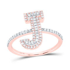 10K Rose Gold 3/8 CTW-Natural Diamond Fashion Initial "J" Ladies Ring 1.76 Gram