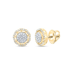 10K Yellow Gold 3/8 CTW-Natural Diamond Fashion Nonagon Stud Earring 1.89 Gram